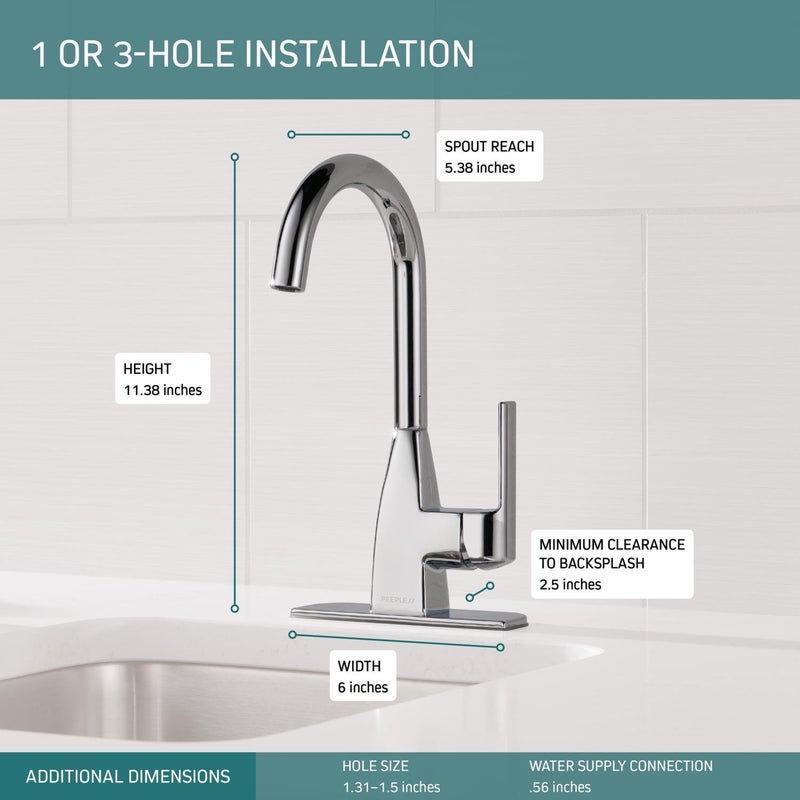 Peerless P1819LF Xander Single Handle Bar Faucet, Chrome - Image 2